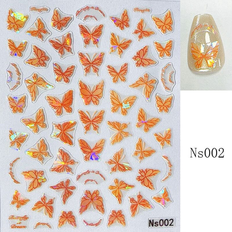 Micro-embossed Colorful Butterfly Nail Sticker Nail Sticker No Brand Ns002 