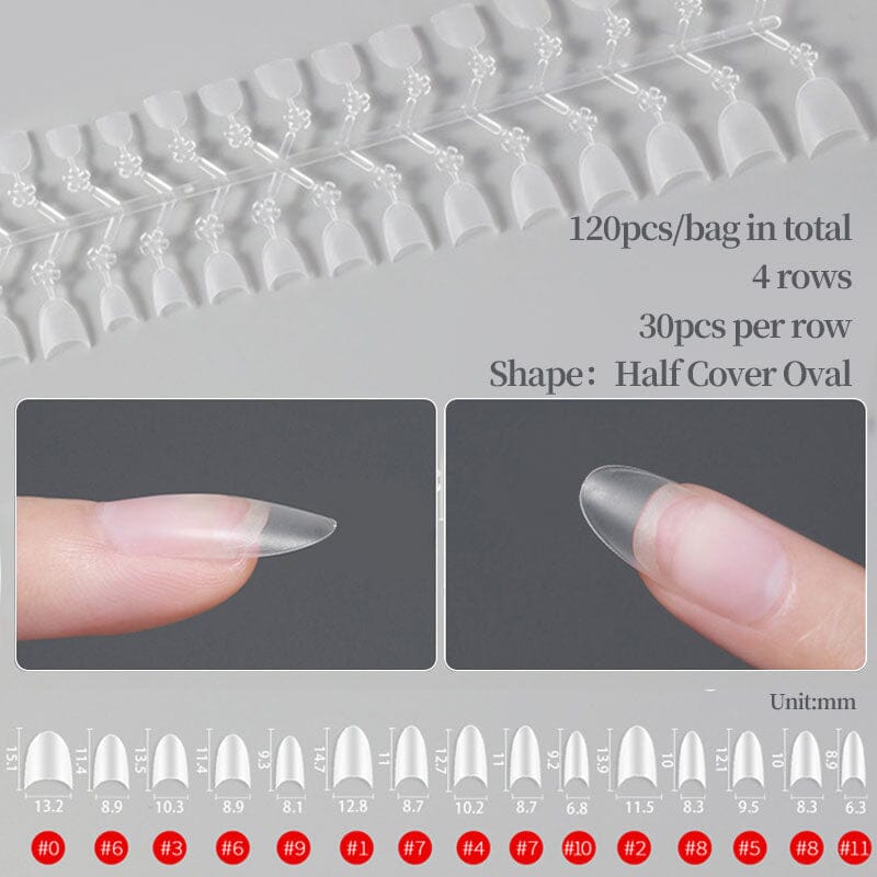 120pcs Matte Clear Short Half Cover Coffin Oval False Nail Tips DIY Nails No Brand Oval 