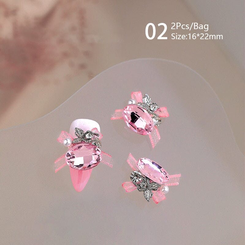 Sparkling Handmade Butterfly Lace Nail Crystal Pile Rhinestones Nail Decoration No Brand 02 