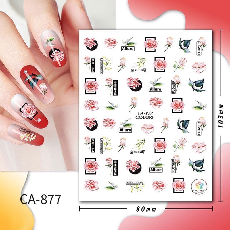 Flowers Butterfly Spring Summer 3D Nail Stickers Nail Sticker No Brand CA-877 