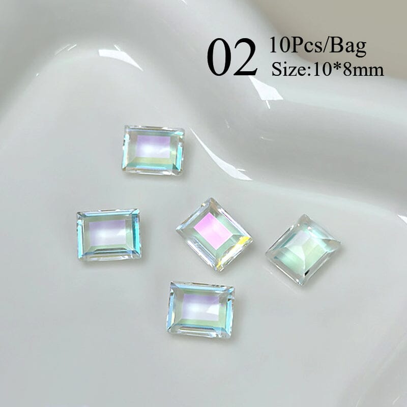 10pcs Rectangular Sugar Cube Rhinestones Nail Art Decoration Nail Decoration No Brand 02 