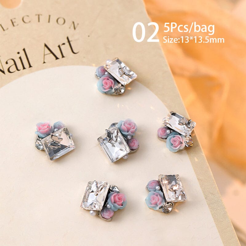 Handmade Rose Pearl Metal Crystal Nail Charms Nail Decoration No Brand 02 