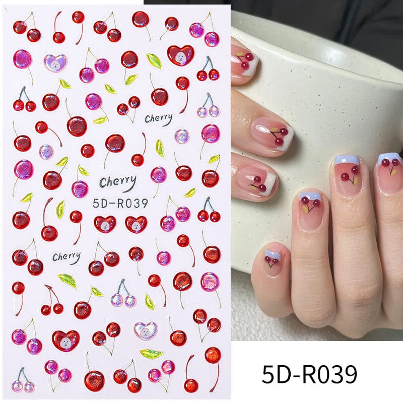 Fruit Flower Butterfly 5D Nail Stickers Nail Sticker No Brand 5D-R039 