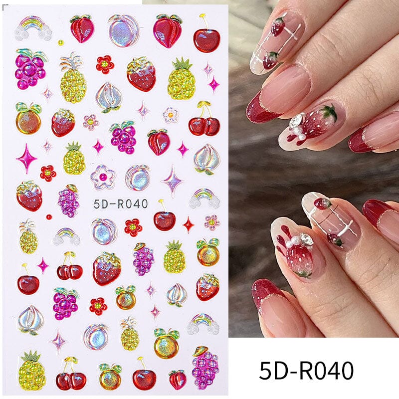 Fruit Flower Butterfly 5D Nail Stickers Nail Sticker No Brand 5D-R040 