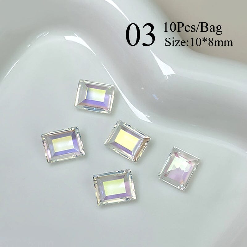 10pcs Rectangular Sugar Cube Rhinestones Nail Art Decoration Nail Decoration No Brand 03 