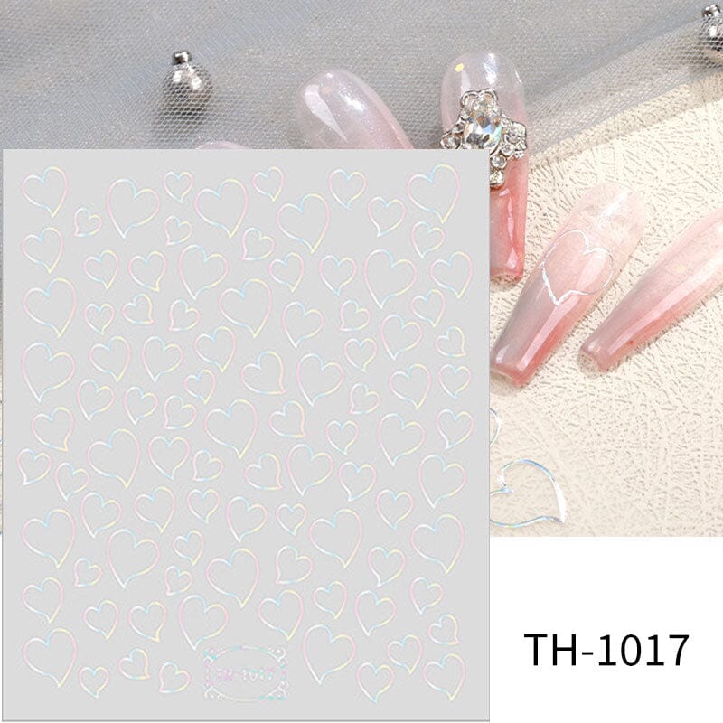 Gold Laser Hollow Heart 3D Nail Sticker Nail Sticker No Brand TH-1017 