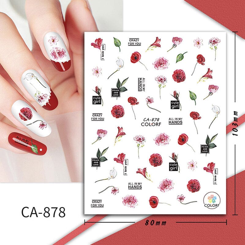 Flowers Butterfly Spring Summer 3D Nail Stickers Nail Sticker No Brand CA-878 