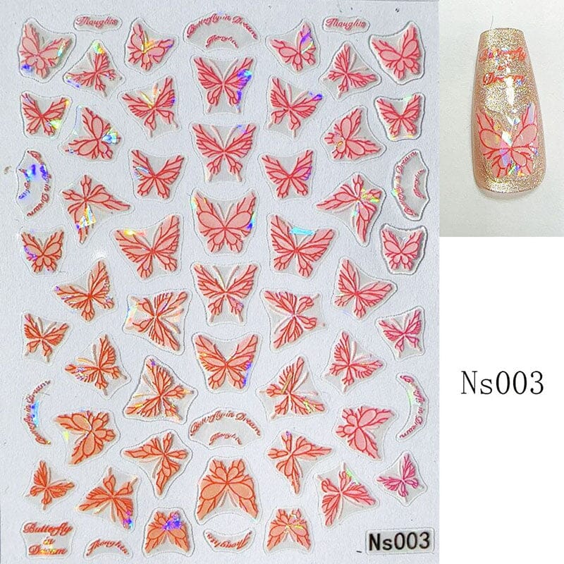 Micro-embossed Colorful Butterfly Nail Sticker Nail Sticker No Brand Ns003 