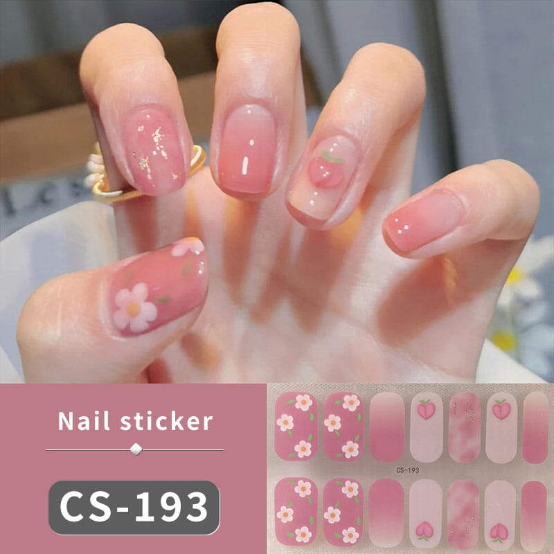 12 Tips Spring Summer Flowers Heart Semi Cured Gel Nail Strips Nail Sticker No Brand CS193 