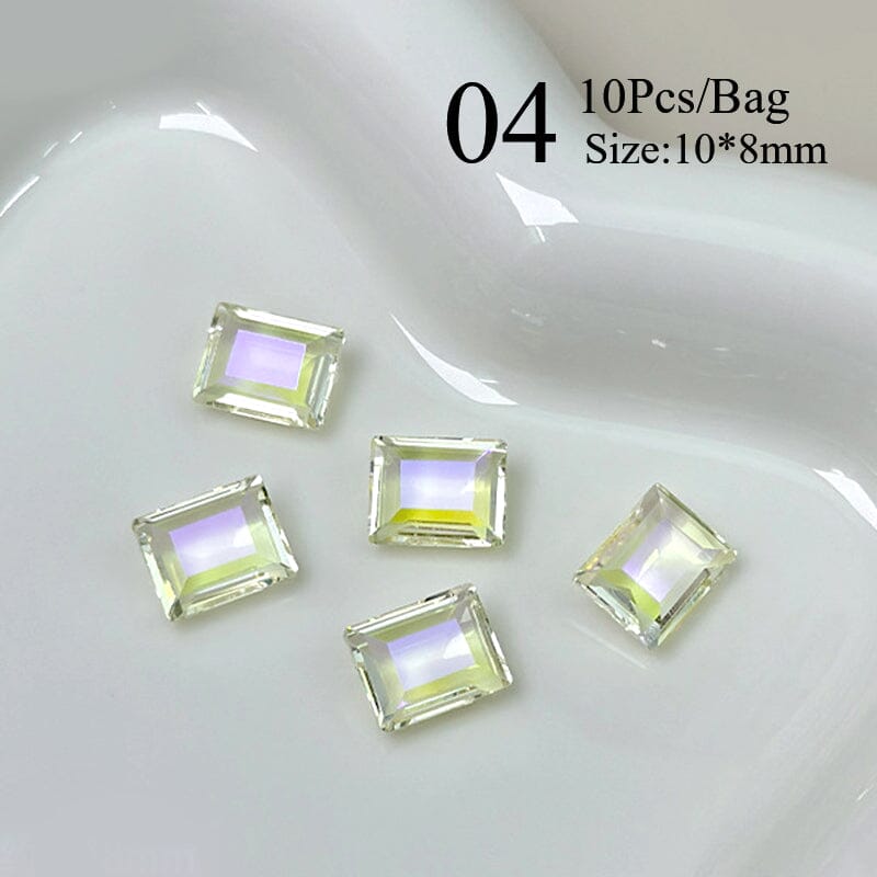 10pcs Rectangular Sugar Cube Rhinestones Nail Art Decoration Nail Decoration No Brand 04 