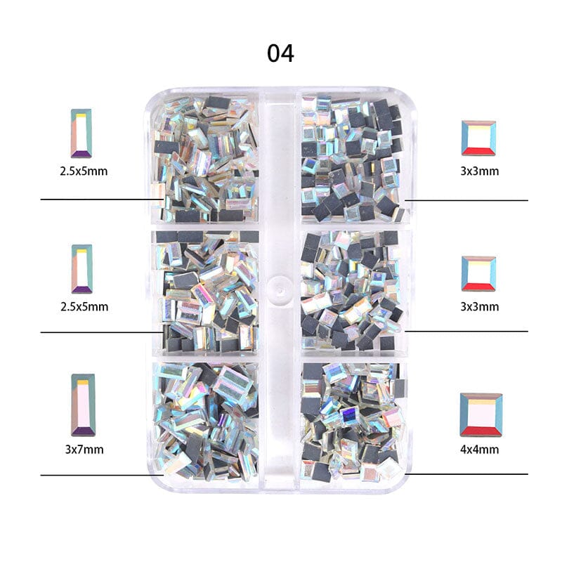 6 Grids Sharp Bottomed Rhinestones 3D Nail Decoration Nail Decoration No Brand 04 