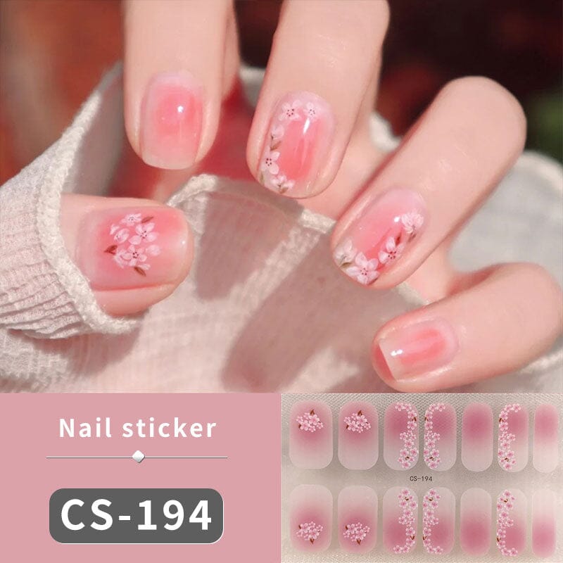 12 Tips Spring Summer Flowers Heart Semi Cured Gel Nail Strips Nail Sticker No Brand CS194 