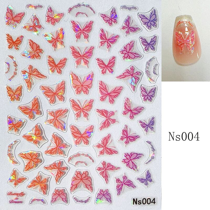 Micro-embossed Colorful Butterfly Nail Sticker Nail Sticker No Brand Ns004 