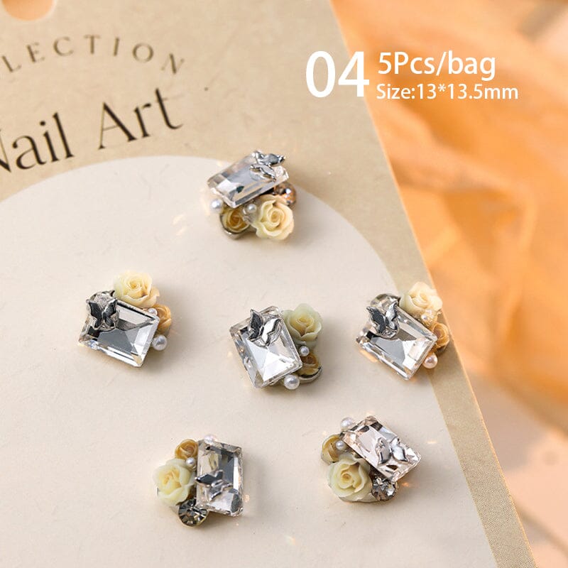 Handmade Rose Pearl Metal Crystal Nail Charms Nail Decoration No Brand 04 
