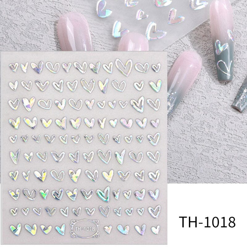 Gold Laser Hollow Heart 3D Nail Sticker Nail Sticker No Brand TH-1018 