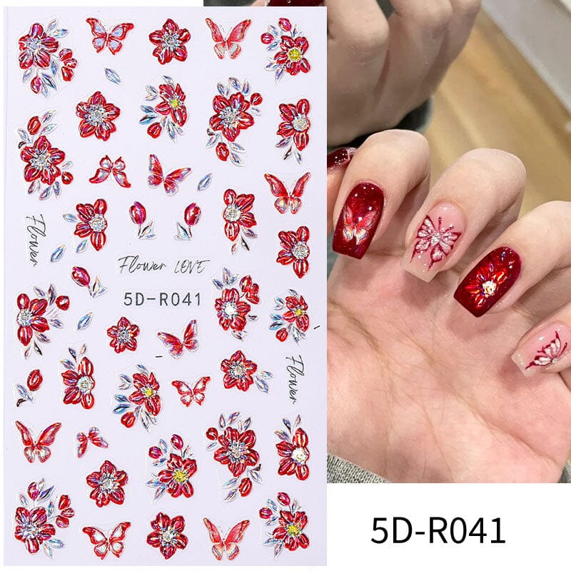 Fruit Flower Butterfly 5D Nail Stickers Nail Sticker No Brand 5D-R041 