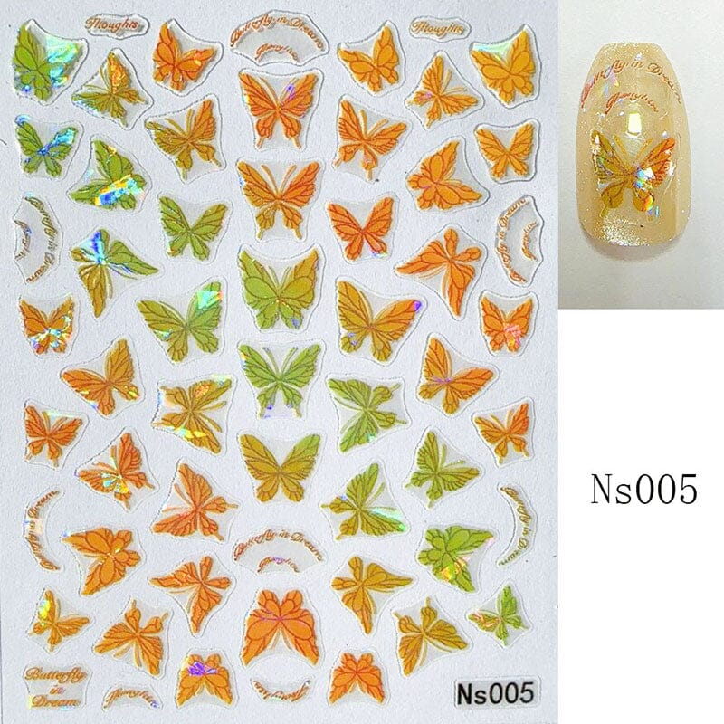 Micro-embossed Colorful Butterfly Nail Sticker Nail Sticker No Brand Ns005 