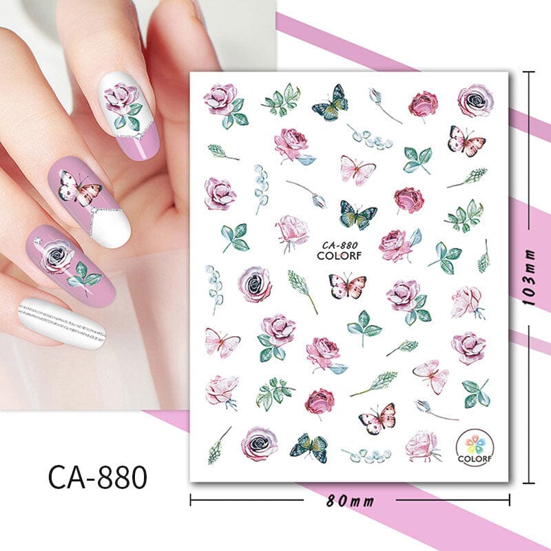 Flowers Butterfly Spring Summer 3D Nail Stickers Nail Sticker No Brand CA-880 