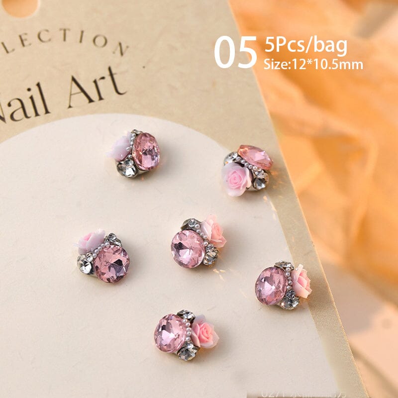 Handmade Rose Pearl Metal Crystal Nail Charms Nail Decoration No Brand 05 