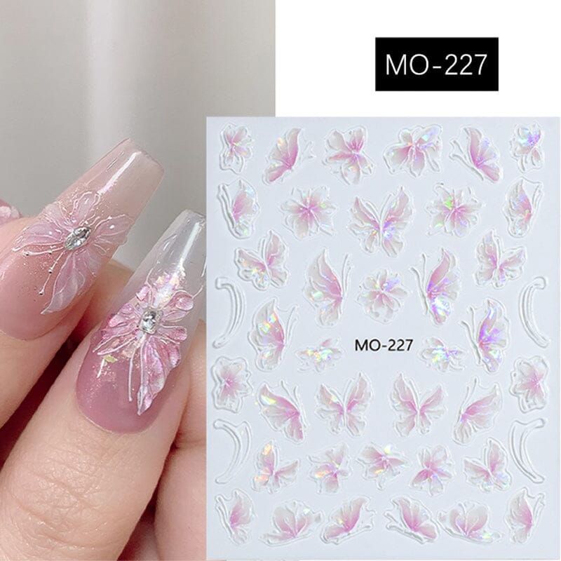 Cherry Butterfly 3D Nail Sticker Nail Sticker No Brand MO-227 