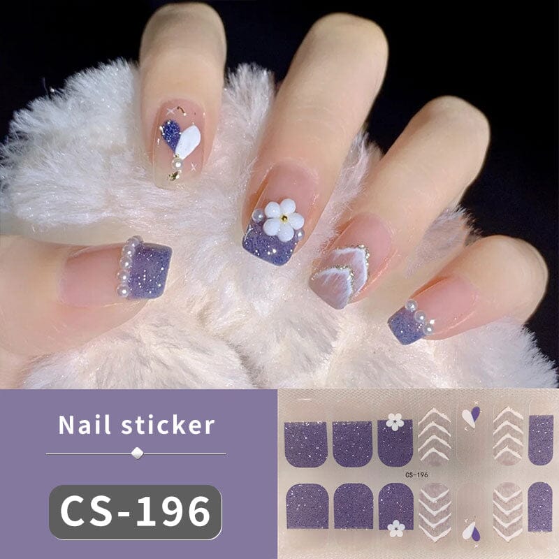 12 Tips Spring Summer Flowers Heart Semi Cured Gel Nail Strips Nail Sticker No Brand CS196 
