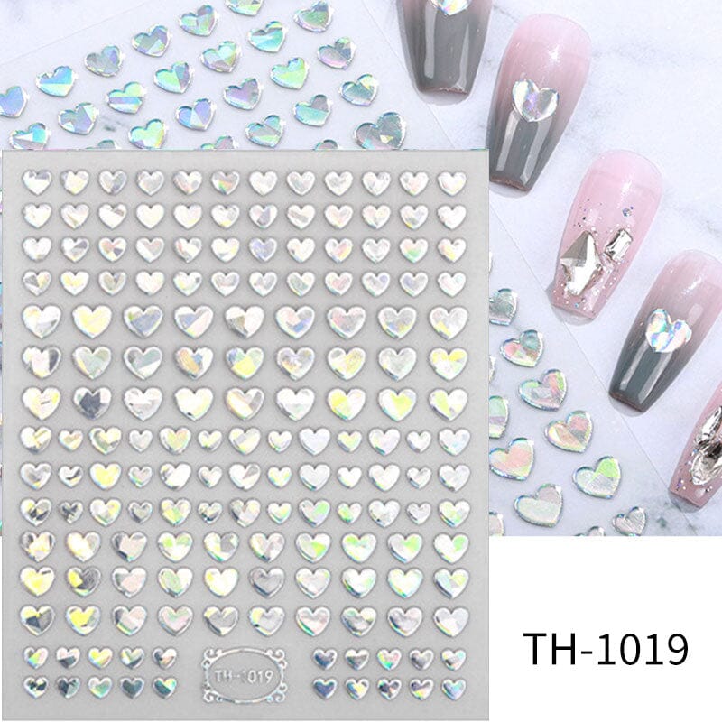 Gold Laser Hollow Heart 3D Nail Sticker Nail Sticker No Brand TH-1019 