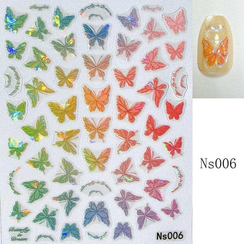 Micro-embossed Colorful Butterfly Nail Sticker Nail Sticker No Brand Ns006 