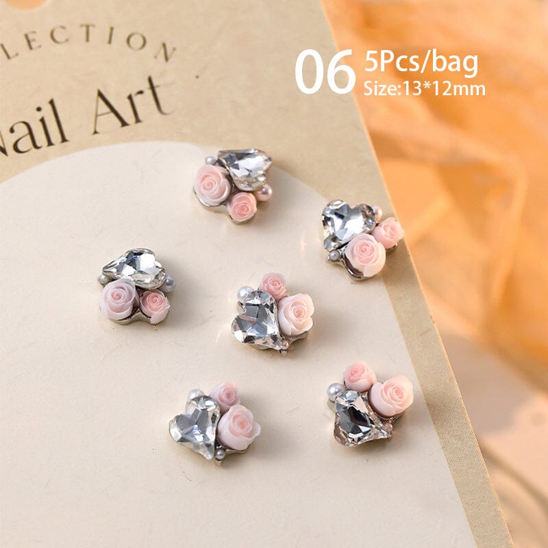 Handmade Rose Pearl Metal Crystal Nail Charms Nail Decoration No Brand 06 