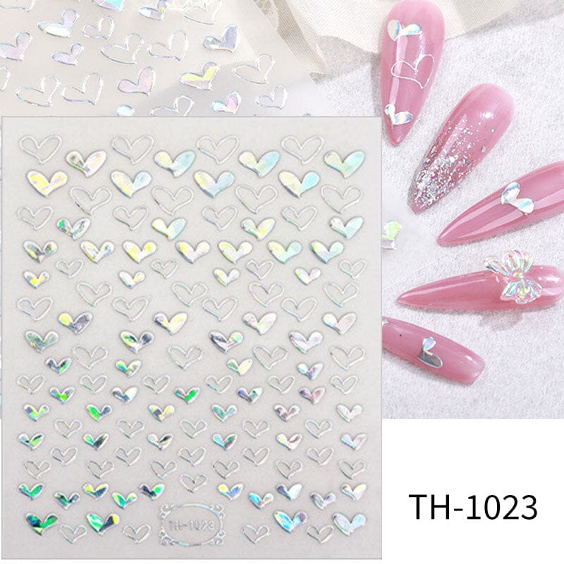 Gold Laser Hollow Heart 3D Nail Sticker Nail Sticker No Brand TH-1023 