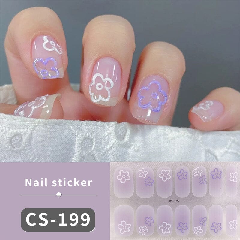 12 Tips Spring Summer Flowers Heart Semi Cured Gel Nail Strips Nail Sticker No Brand CS199 