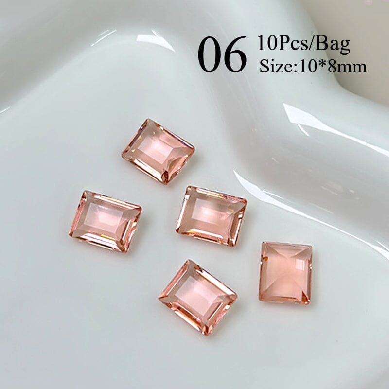 10pcs Rectangular Sugar Cube Rhinestones Nail Art Decoration Nail Decoration No Brand 06 