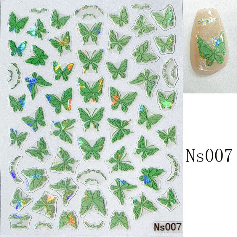 Micro-embossed Colorful Butterfly Nail Sticker Nail Sticker No Brand Ns007 