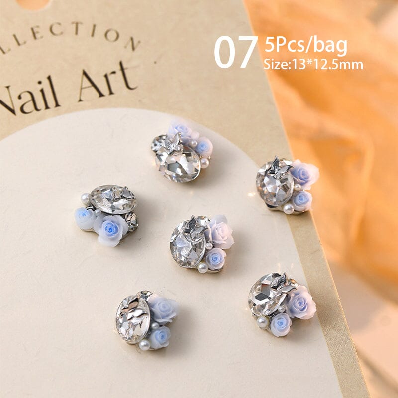 Handmade Rose Pearl Metal Crystal Nail Charms Nail Decoration No Brand 07 