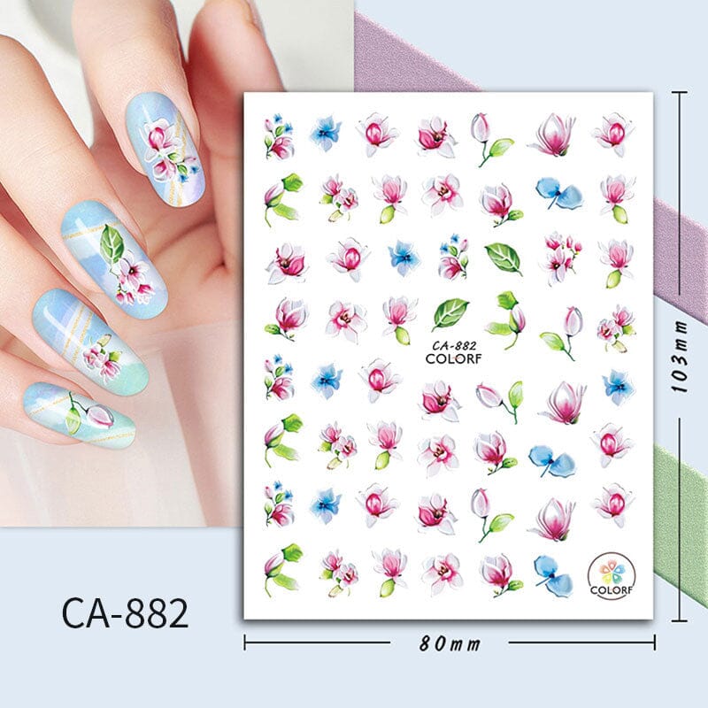 Flowers Butterfly Spring Summer 3D Nail Stickers Nail Sticker No Brand CA-882 