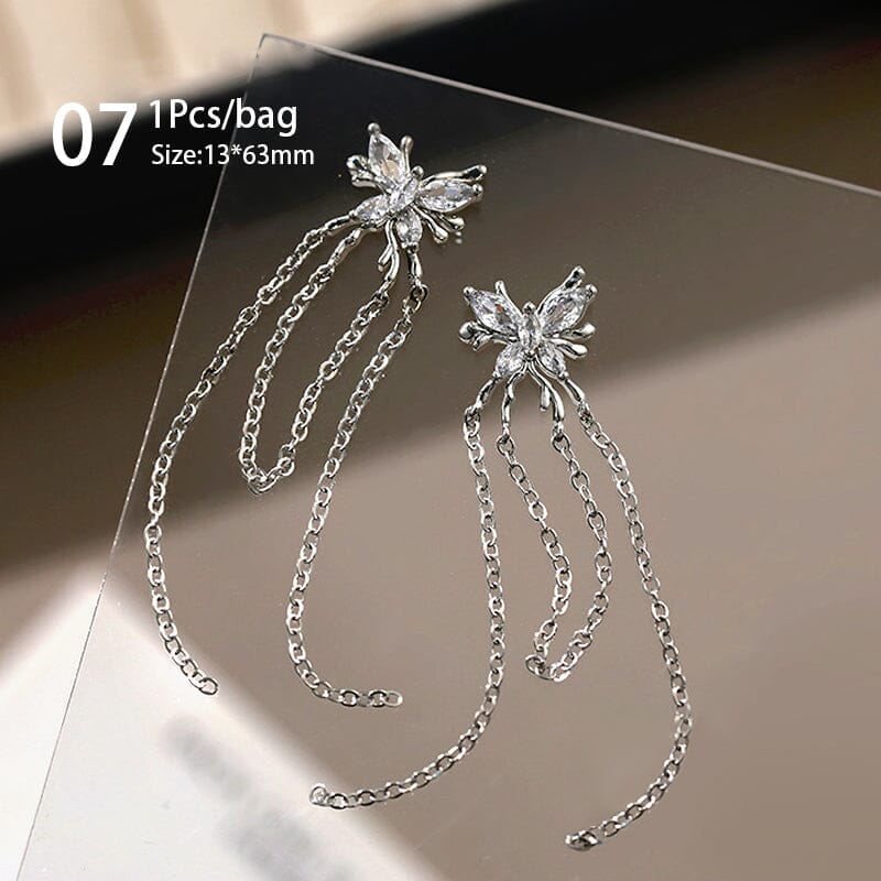 Silver Alloy Butterfly Bowknot Charm Rhinestones Nail Decoration No Brand 07 
