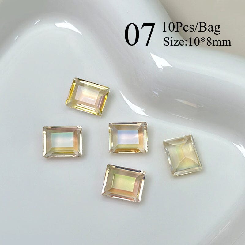 10pcs Rectangular Sugar Cube Rhinestones Nail Art Decoration Nail Decoration No Brand 07 