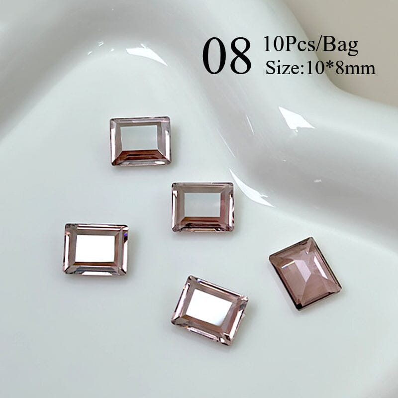 10pcs Rectangular Sugar Cube Rhinestones Nail Art Decoration Nail Decoration No Brand 08 