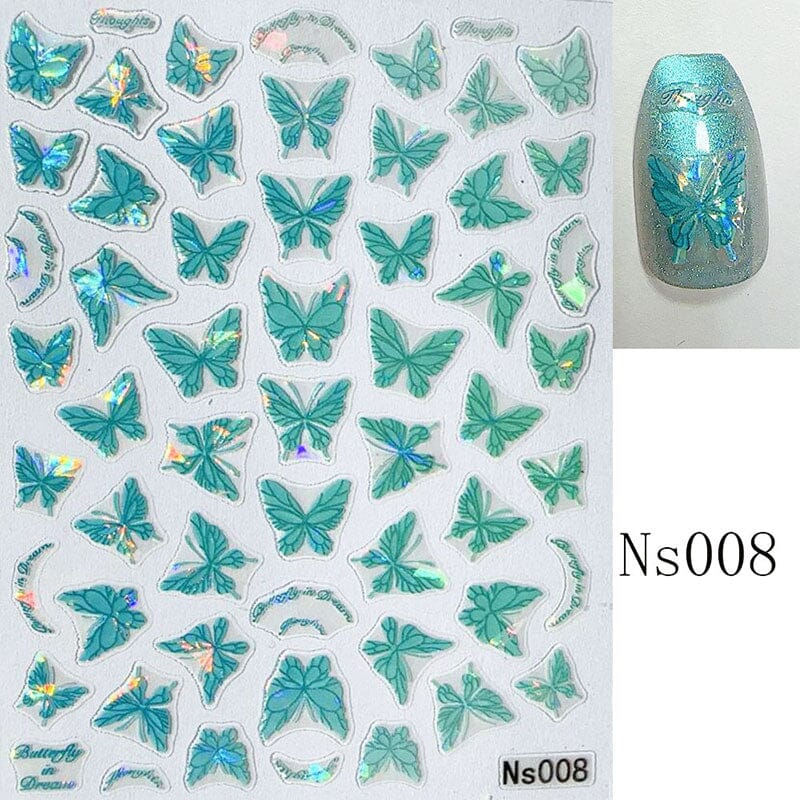 Micro-embossed Colorful Butterfly Nail Sticker Nail Sticker No Brand Ns008 