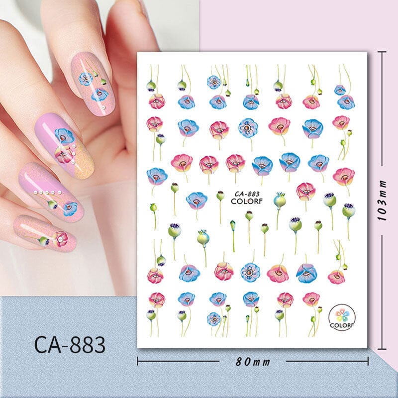 Flowers Butterfly Spring Summer 3D Nail Stickers Nail Sticker No Brand CA-883 