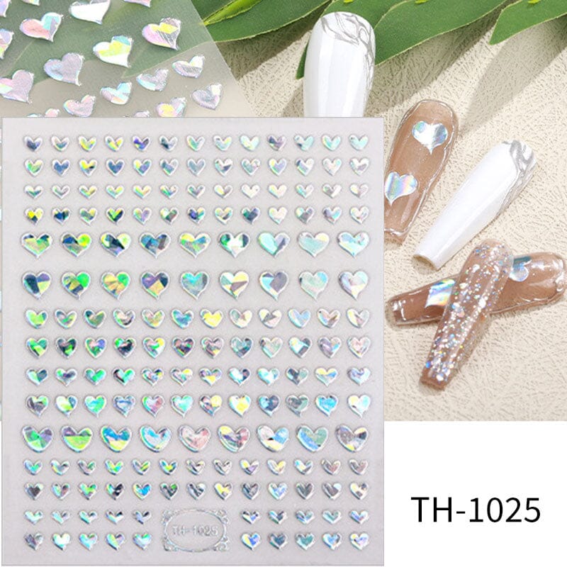 Gold Laser Hollow Heart 3D Nail Sticker Nail Sticker No Brand TH-1025 