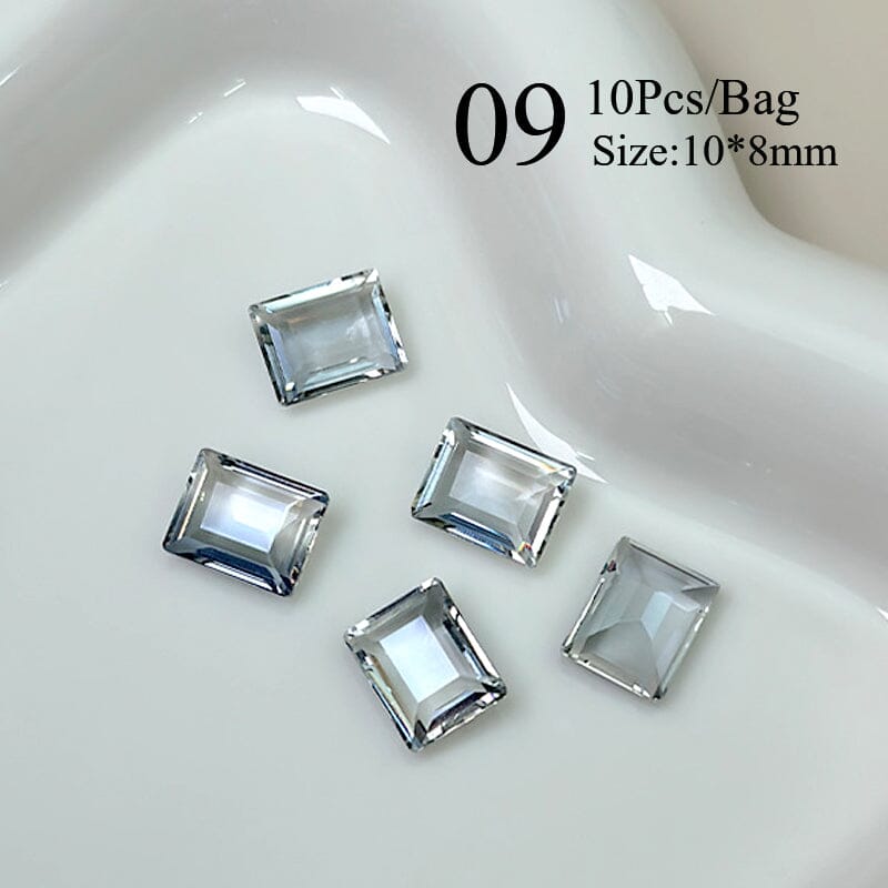 10pcs Rectangular Sugar Cube Rhinestones Nail Art Decoration Nail Decoration No Brand 09 