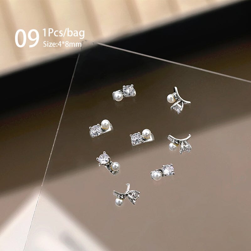 Silver Alloy Butterfly Bowknot Charm Rhinestones Nail Decoration No Brand 09 