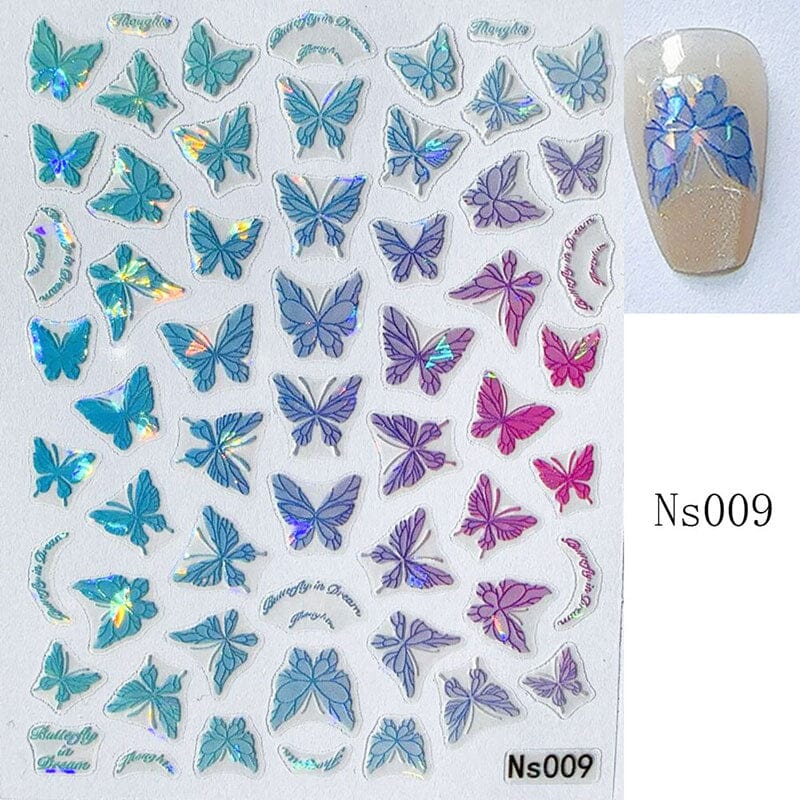 Micro-embossed Colorful Butterfly Nail Sticker Nail Sticker No Brand Ns009 