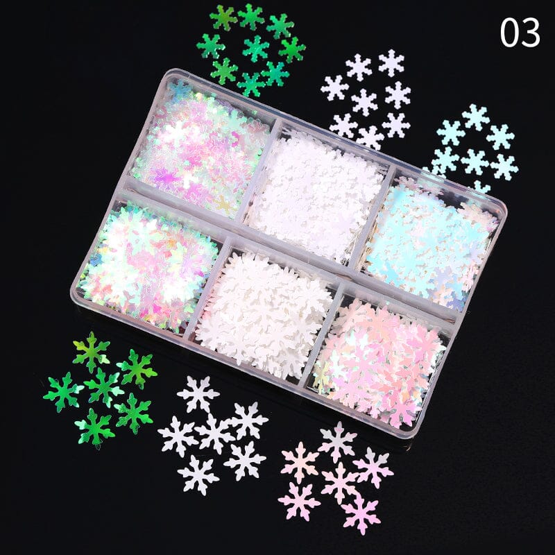 6 Colors Maple Leaf Snowflake Nail Sequins in Box Kits & Bundles BORN PRETTY 03 