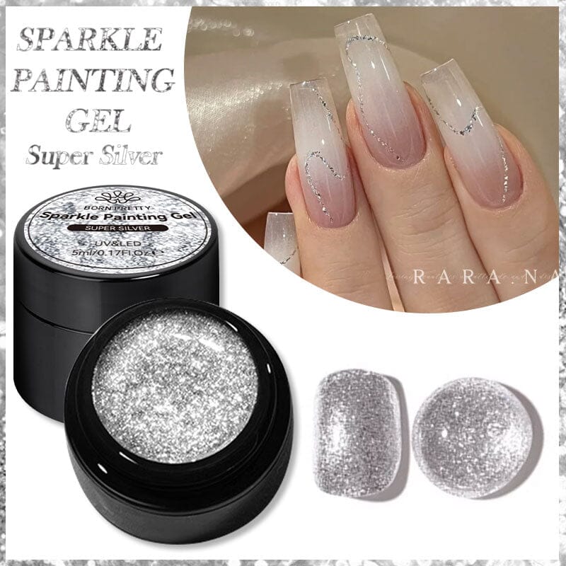 Sparkle Painting Gel 5ml Gel Nail Polish BORN PRETTY Super Silver 