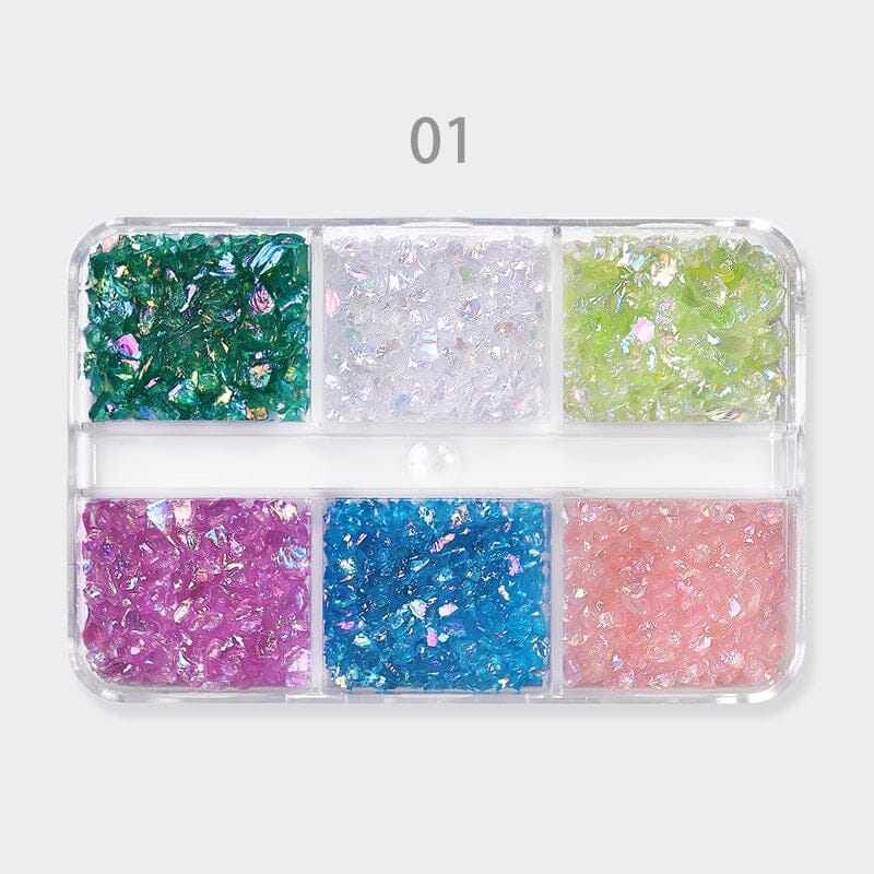 6 Grids Mixed Color Ice Transparent Nail Decorations Nail Decoration No Brand 01 