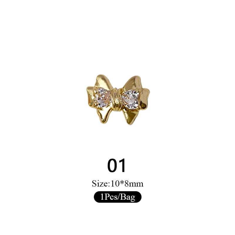 Gold Silver Butterfly Alloy Charms Rhinestones Nail Decoration Nail Decoration No Brand 01 