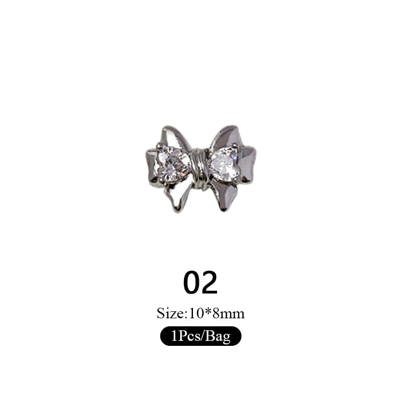 Gold Silver Butterfly Alloy Charms Rhinestones Nail Decoration Nail Decoration No Brand 02 