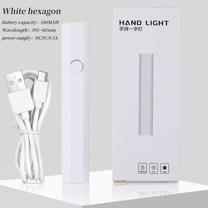 White Hexagon Handheld Nail Lamp 3W Tools & Accessories No Brand 