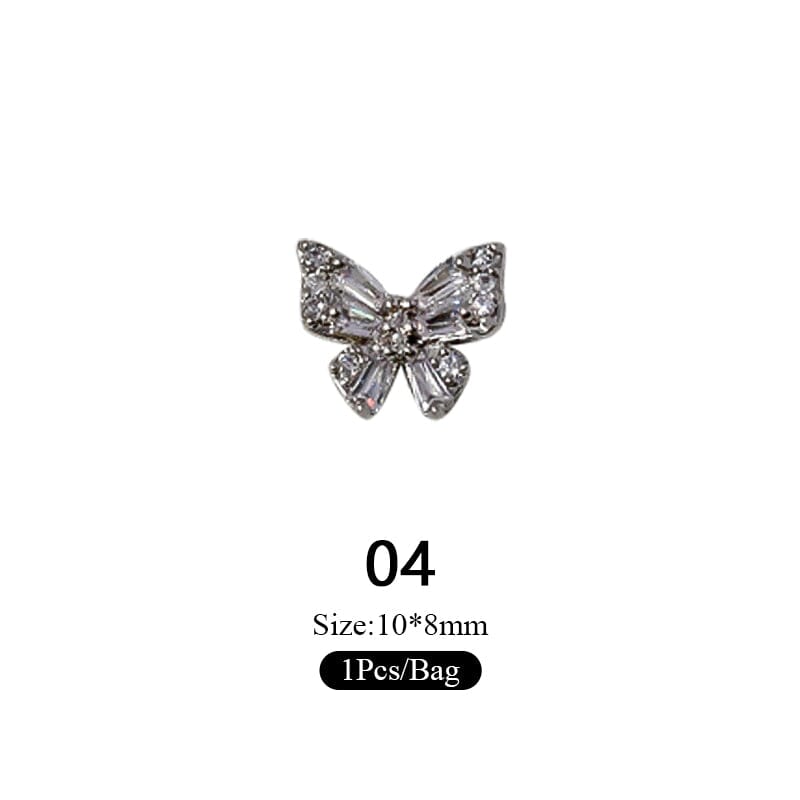 Gold Silver Butterfly Alloy Charms Rhinestones Nail Decoration Nail Decoration No Brand 04 